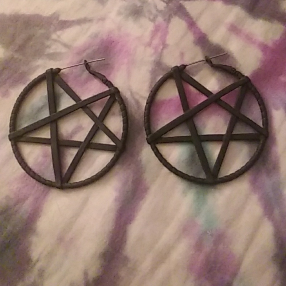 Pentagram hoop earrings